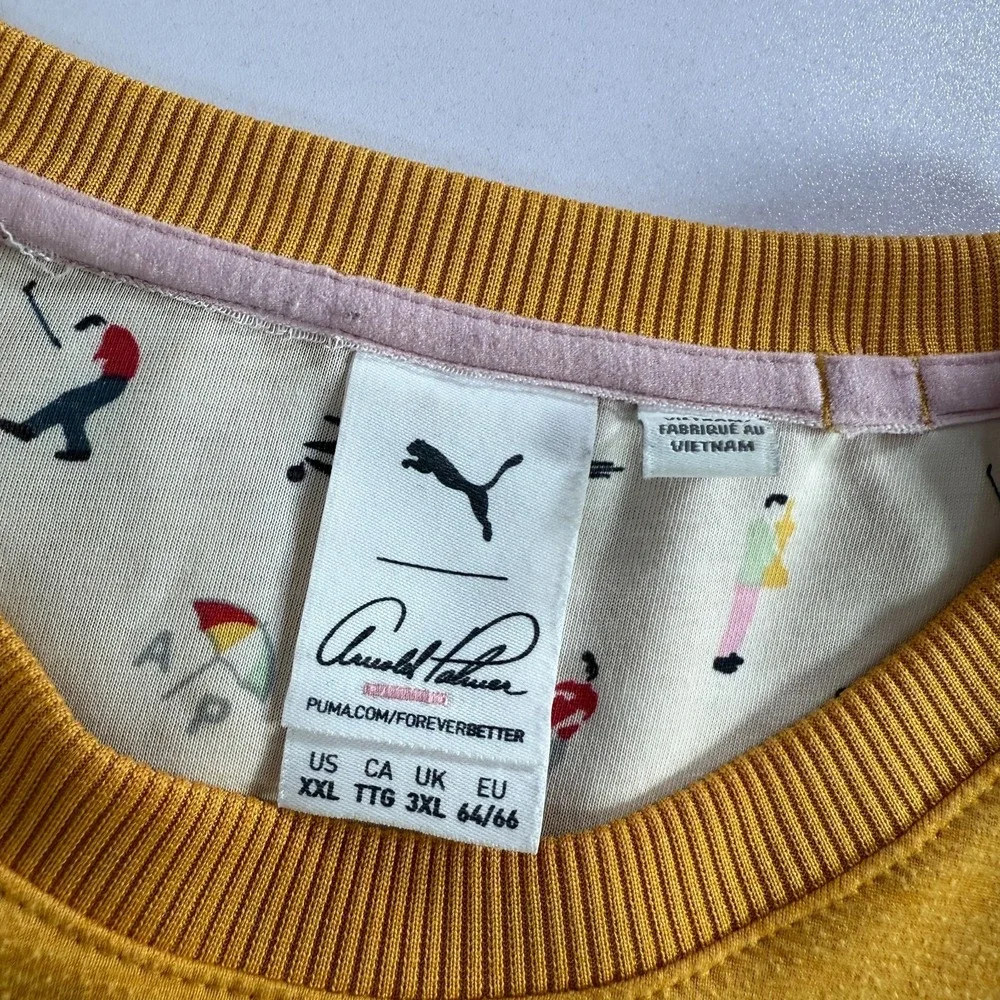Puma Arnold Palmer Sweater Mens 2XL Yellow Crew Neck Golf Performance *